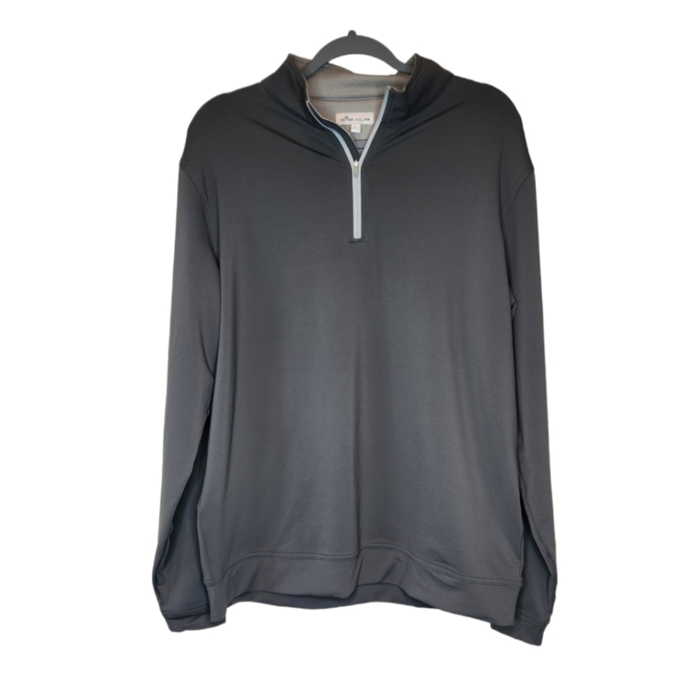 Peter Millar 1/4 Zip Performance Pullover Gray Size Large